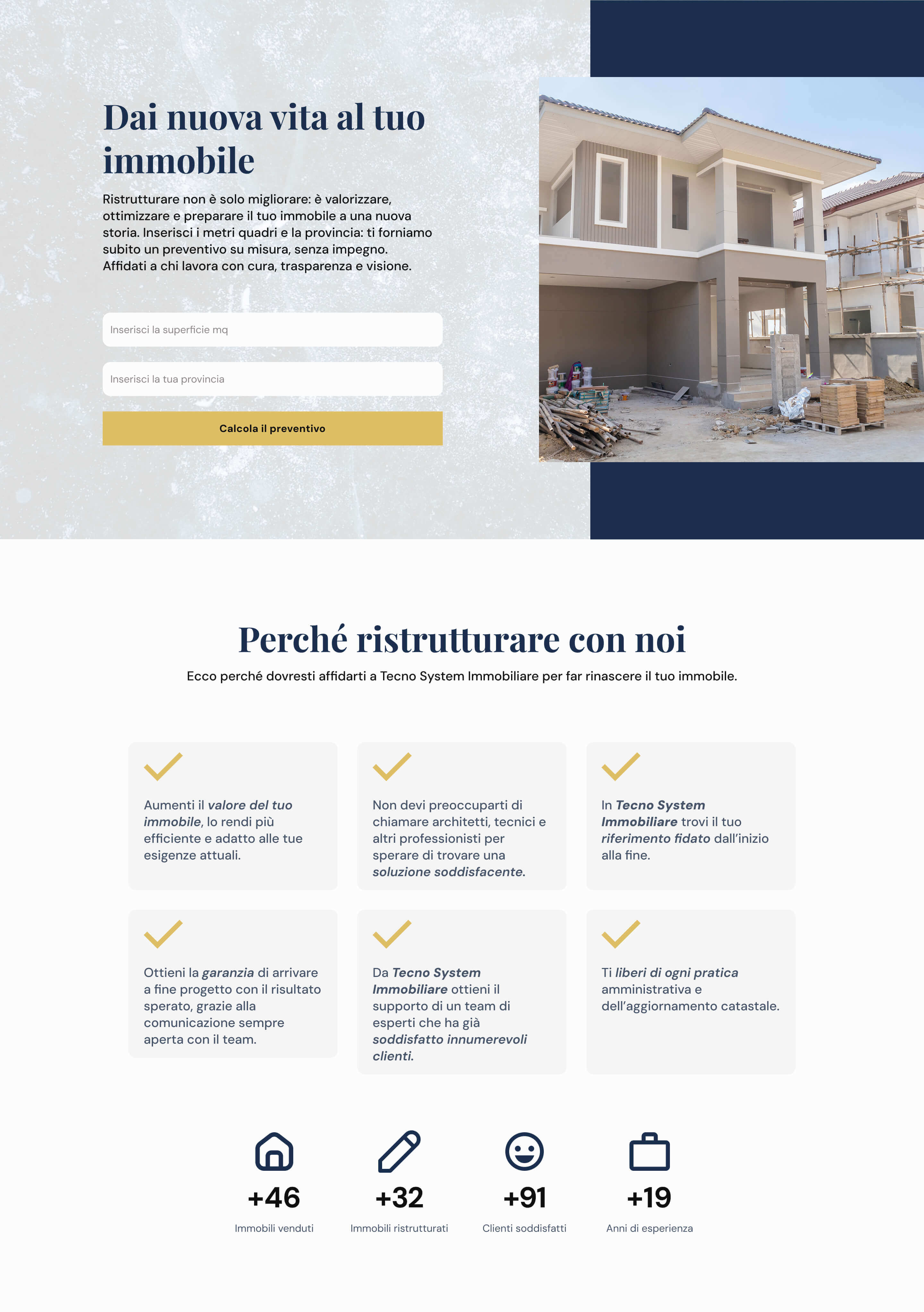 pagina ristrutturazioni sito web Tecno System Immobiliare